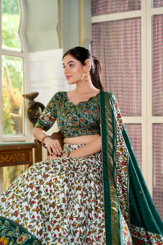 HARVÉL LONƊON Multi Color Floral Print Lehenga Choli | Patola Border | The Heritage Collection